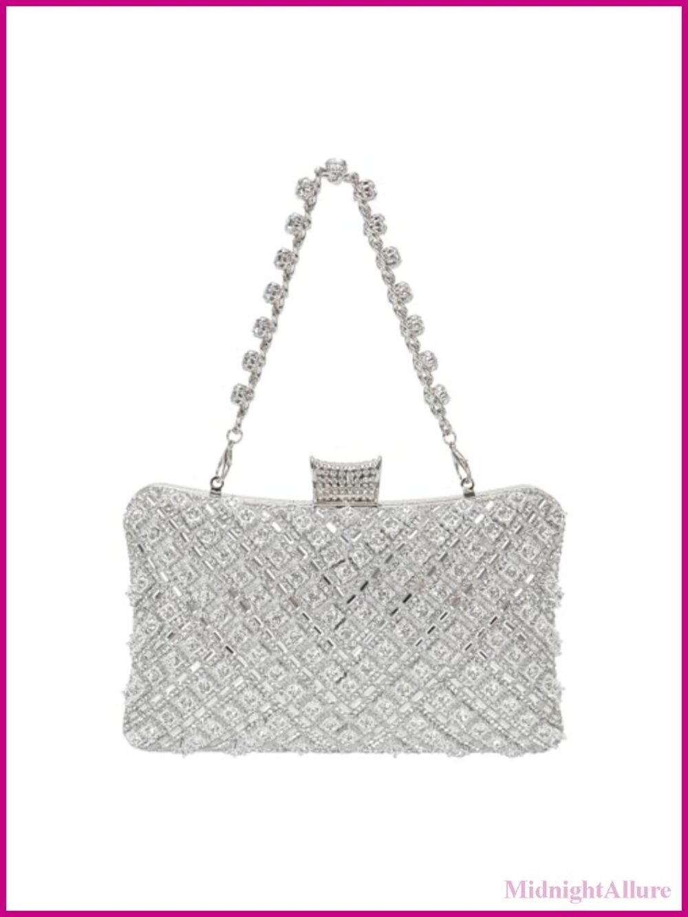 Rhinestone Crystal Sequin Evening Clutch Bag with Chain